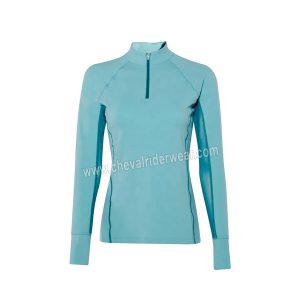 CRW Equestrian Base Layers Turquoise Long Sleeves Tops