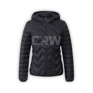 Women's Black Quilted Puffer Jackets with Hood AS EQUIRIDE APPAREL 9018