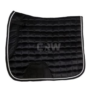 CRW Black Satin Luxury Dressage Saddle Pad Horse Riding 1951