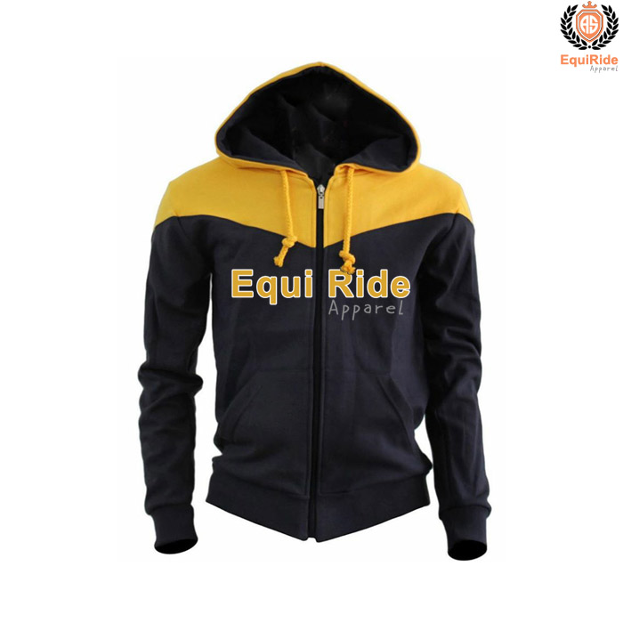 Black Yellow Zipper Hoodies Men's Sweatshirts Equestrian Fashion CRW-HOD-012