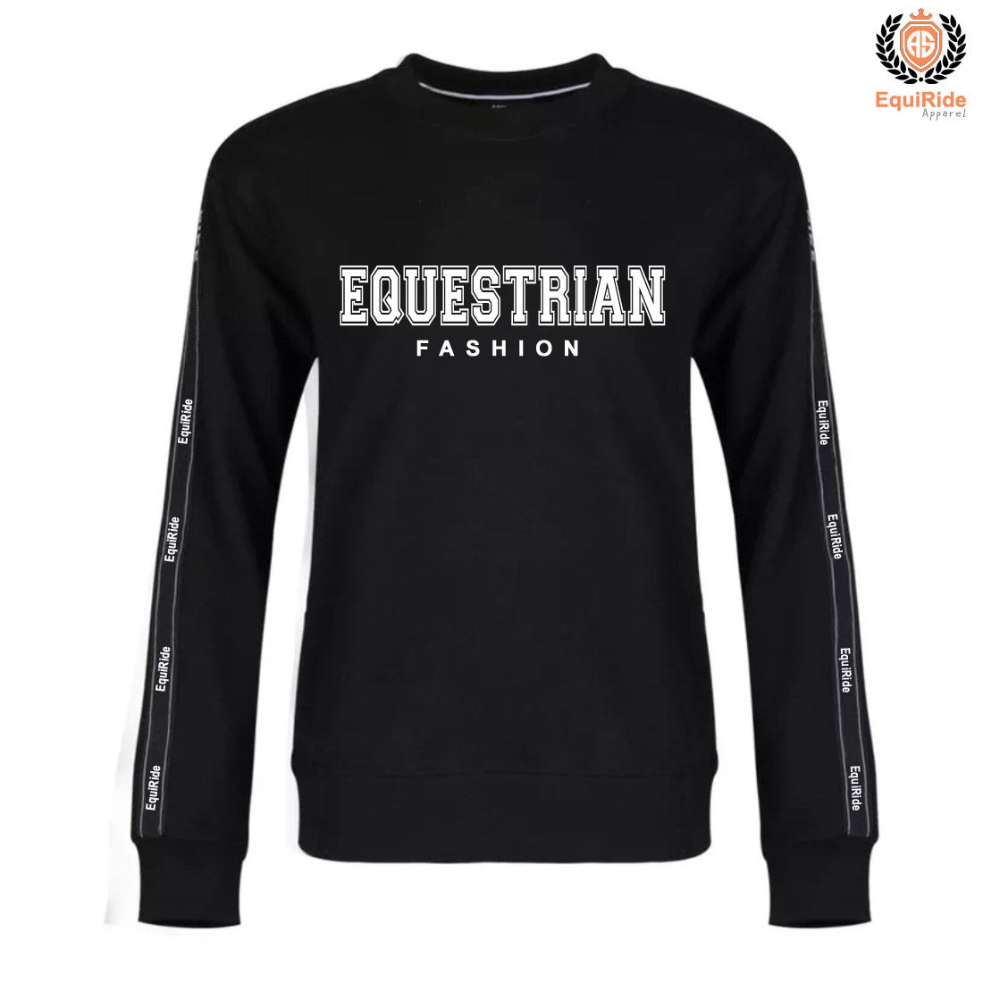 Black Sweater Equestrian Fashion Sweatshirts CRW-SWS-101