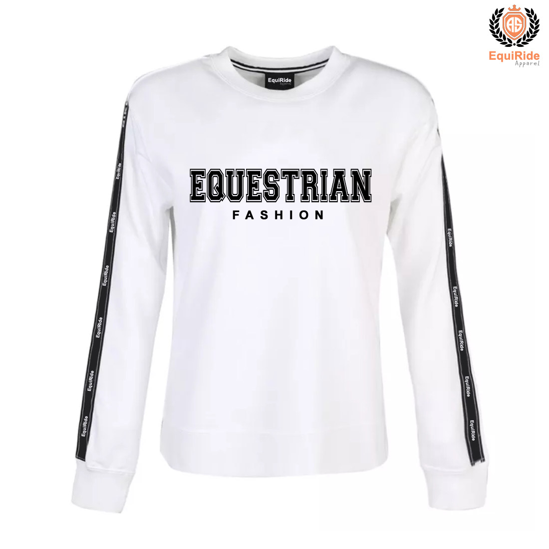 White Sweater Equestrian Fashion Sweatshirts CRW-SWS-101